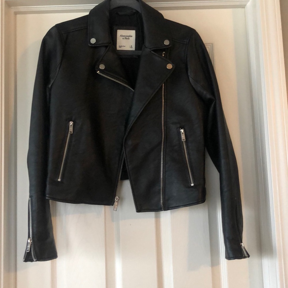 Black faux leather jacket from Abercrombie & Fitch. Size M.
